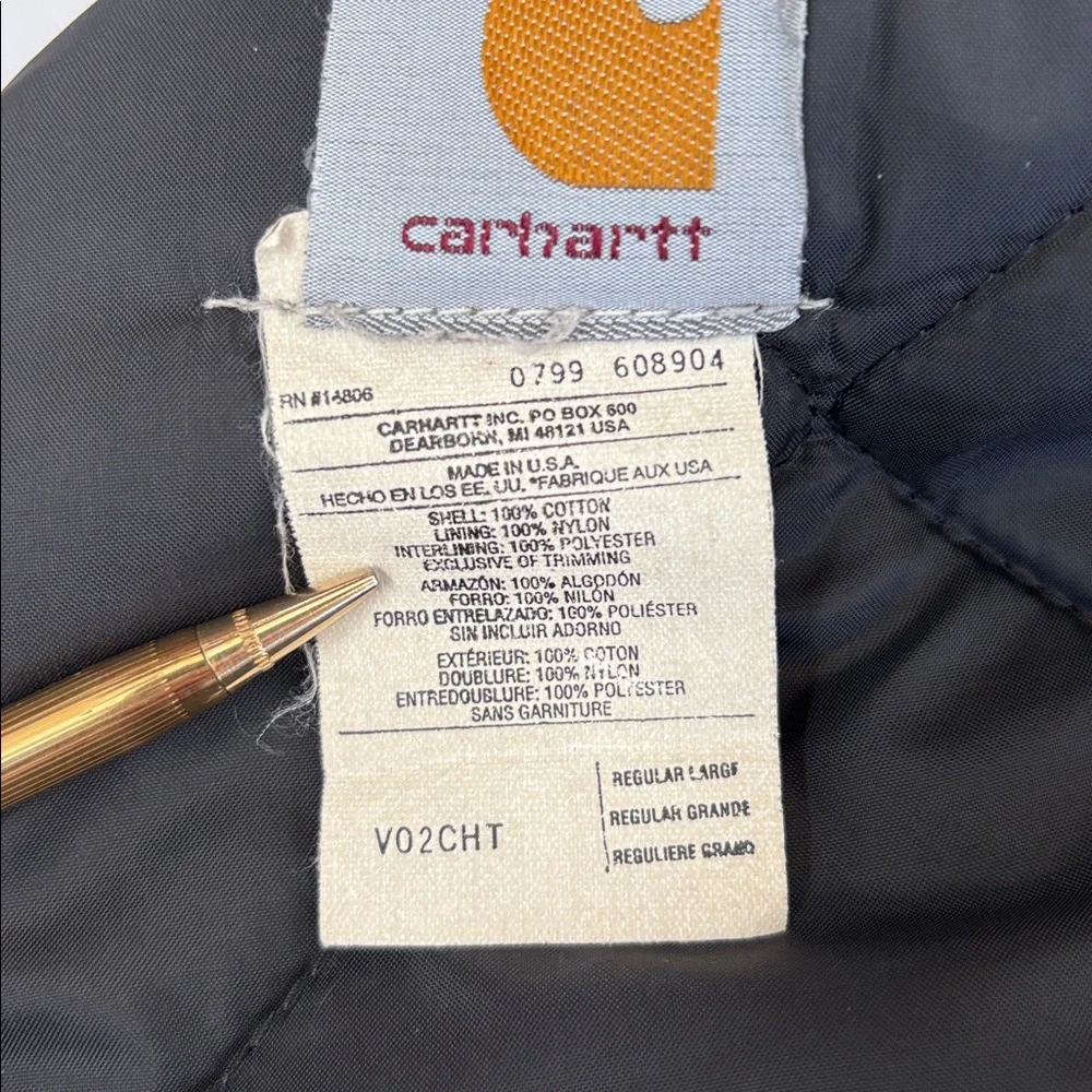 Vintage Carhartt Vest VO2 CHT Quilted Liner Union Made USA Work Wear Men's Large